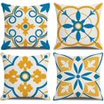 thumbnail image 1 of Fundas De Almohada,Fundas De Almohada Decorativas Boho Fundas De Almohada Geométricas Impresas Juego De 4 Fundas De Cojines Cuadrados De Lino Funda De Almohada para Habitación, 1 of 4