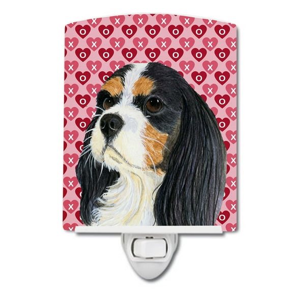 Caroline's Treasures LH9144CNL Cavalier Spaniel Hearts Love and Valentine's Day Portrait Ceramic Night Light, 6x4x3",