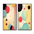 thumbnail image 2 of Designart "Blue Pink Retro Circles Geometric Nostalgia" Modern Geometric Framed Wall Art Set Of 2 - Modern Turquoise Framed Canvas Set For Living Room Decor, 2 of 6