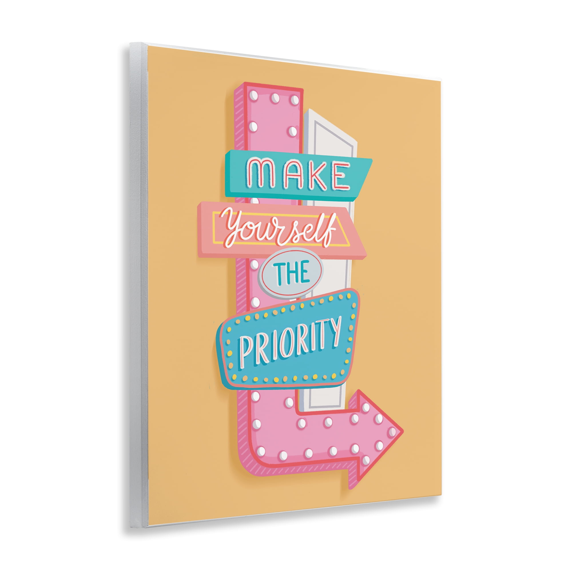 Stupell Industries Make Yourself The Priority Text & Numbers Painting Unframed Art Print Wall Art, 11 x 14