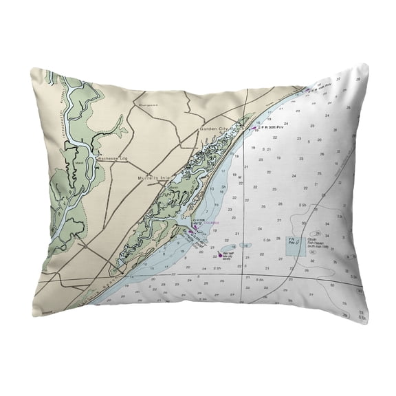 Betsy Drake NC11535M 16 x 20 in. Murells Inlet, SC Nautical Map Noncorded Indoor & Outdoor Pillow