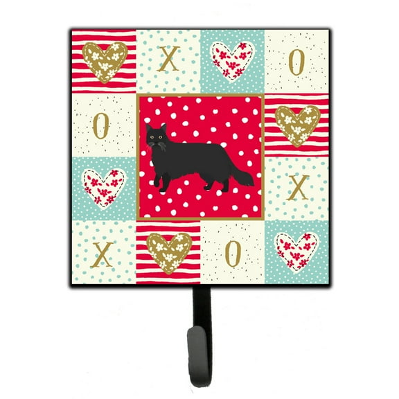 Caroline's Treasures Black Chantilly Tiffany Cat Love Leash or Key Holder hooks, Multicolor