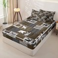 thumbnail image 2 of Erosebridal Country Wildlife Pattern Zipper Queen Comforter Set with Fitted Sheet and 2 Pillowcases,Timber Plaid Print Zipper Bedding Set,Black Brown,Black Reversible, 2 of 6