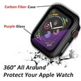 thumbnail image 3 of 1 Pcs Glass+Cover For Apple watch Case 38mm 42mm Accessories Carbon fiber bumper+Screen Protector iWatch series 3 4 5 6 SE 40mm 44mm - Purple film, 3 of 4