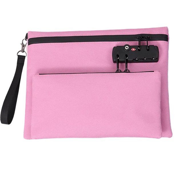 Inteprter Bolsas de viaje con candado para pertenencias, artículos personales, depósitos bancarios, candado antirrobo para bolsos. Almacenamiento y organización del hogar rosa roja