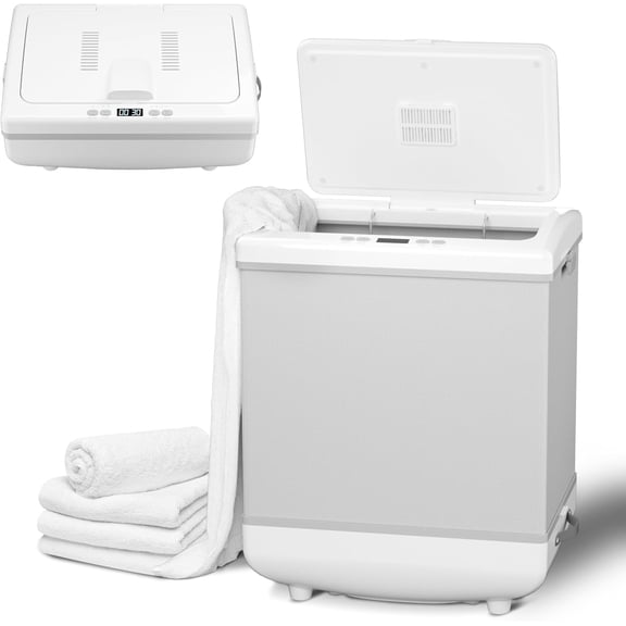 20L Electric Towel Warmer Bucket – Compact Bathroom & Spa Towel Heater, Heating & Drying Modes, LED Display, Timer, Auto Shut-Off, Portable Collapsible Design for Home, Spa, Travel