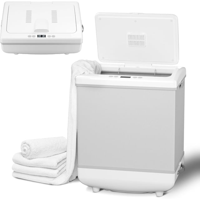 20L Electric Towel Warmer Bucket – Compact Bathroom & Spa Towel Heater, Heating & Drying Modes, LED Display, Timer, Auto Shut-Off, Portable Collapsible Design for Home, Spa, Travel