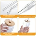 thumbnail image 3 of 4 PCS Glass Cups with Bamboo Lids and Glass Straw Set, 16 OZ Can Shaped Glass Cups for Beer, Ice Coffee, Cute Tumbler Cup Great for Soda Boba Tea Cocktail Include 2 Cleaning Brushes, 1 Set, 3 of 7