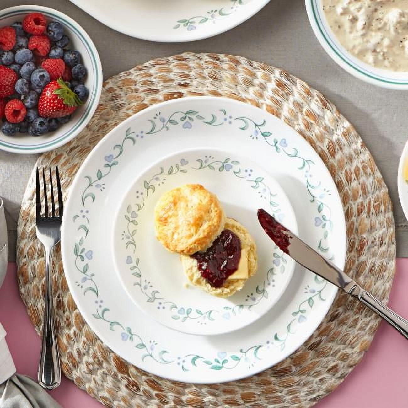Corelle Country Cottage 12-Piece Glass Dinnerware Set (Service for