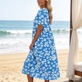 thumbnail image 7 of Fewfanhot Women's Dresses Summer Short Sleeve Midi Dress with Pockets Casual Aline Flowy Tshirt Dress Floral Vocation Beach, 7 of 7