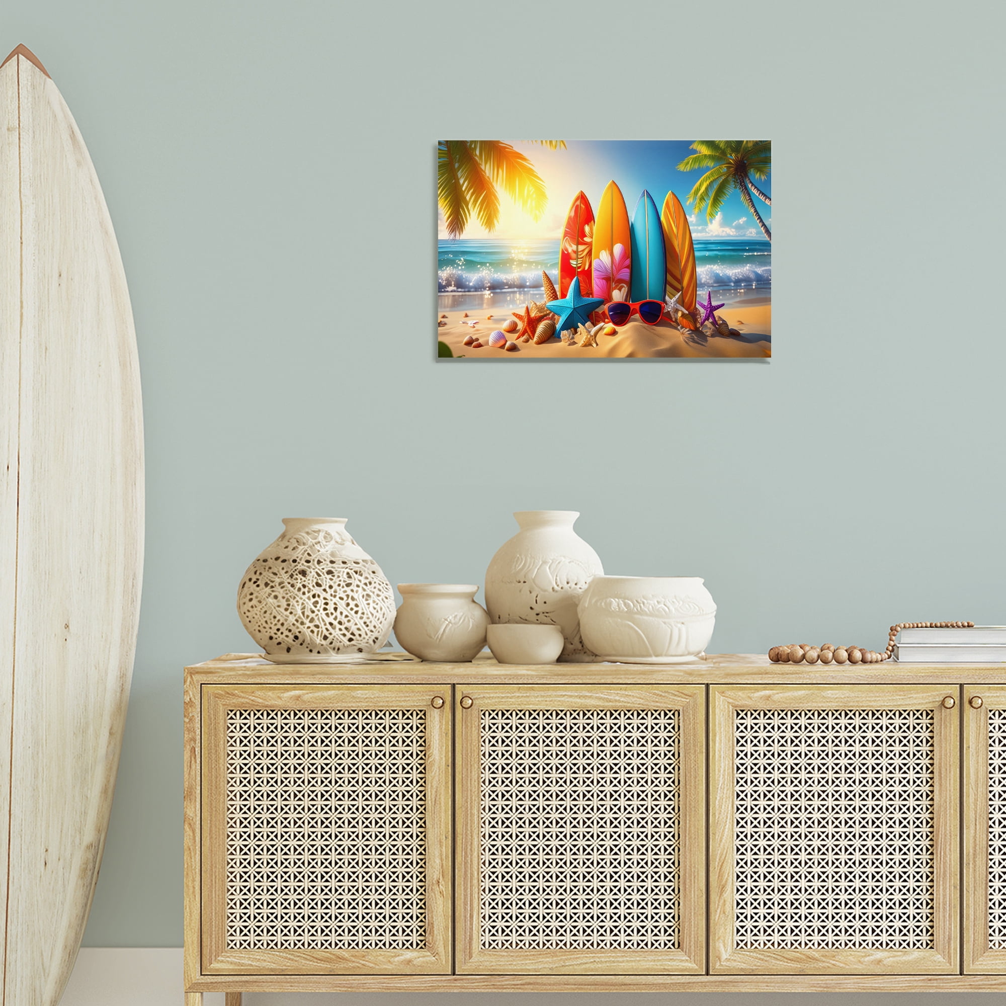 Stupell Industries Tropical Surf & Turf Nautical & Beach Painting Wrapped Canvas Art Print Wall Art, 24 x 16