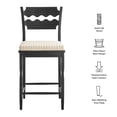 thumbnail image 3 of Jax Oak Wood Counter Stool Wavy Razor Back and Cushion in Black Oatmeal Stripe, 3 of 10