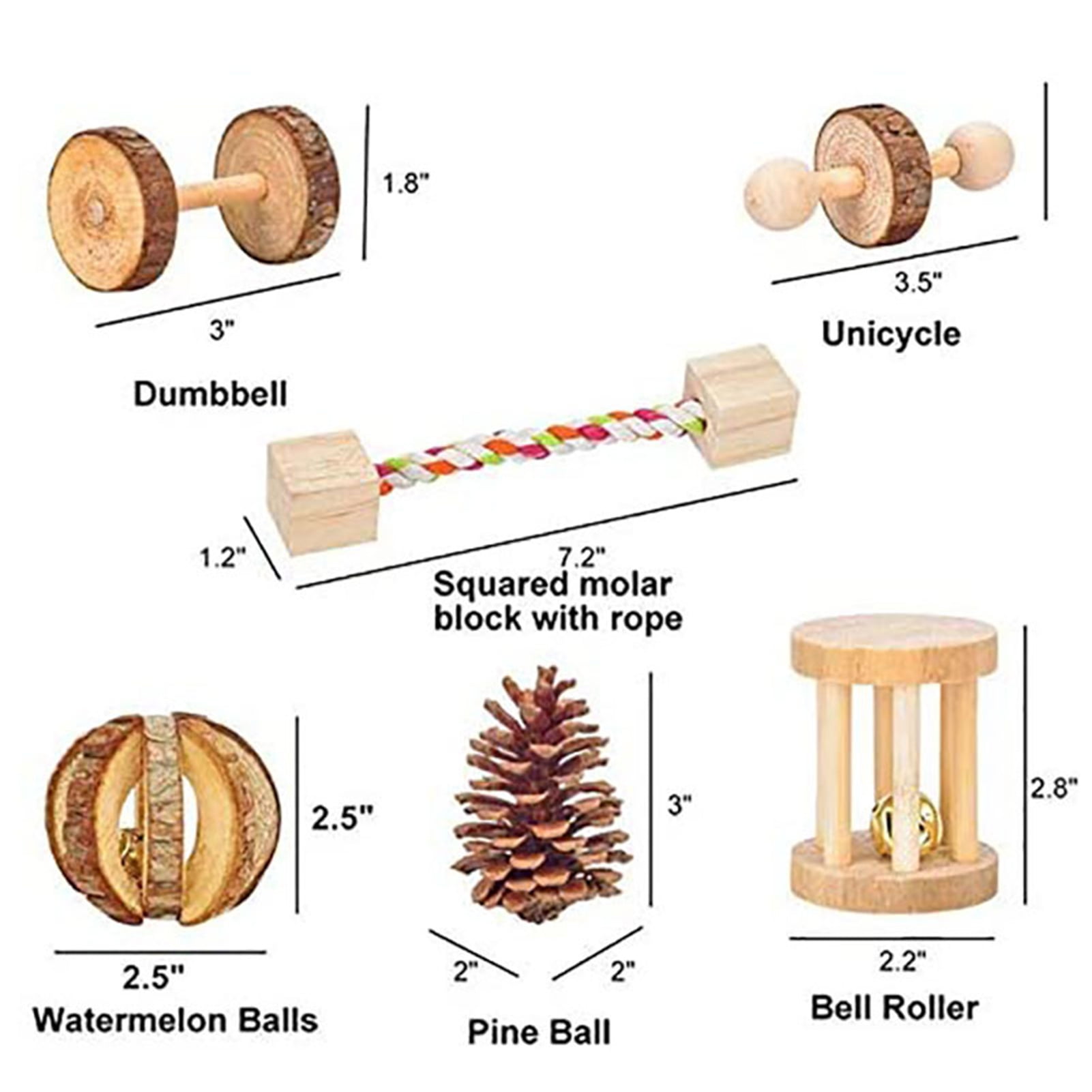 DOPI 10Pcs/Set Hamster Swing Toys Teeth Grinding Natural Wood Molar Toys Bunny Hamster Chewing Toy Pet Toys