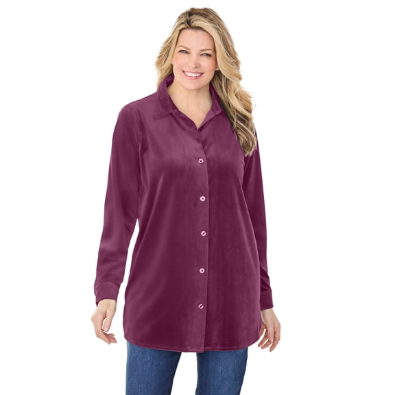 Woman Within Plus Size Velour Shirt