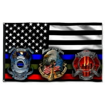 Police Military and Fire Thin Line USA Grommet Flag Blue Green Red Line Flag 3x5Feet Banner with 2 Brass Grommets TQN31