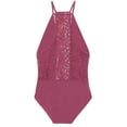 thumbnail image 2 of Victoria's Secret Pink Lace High Neck Cami Bodysuit Color Berry Size XSmall NWT, 2 of 3