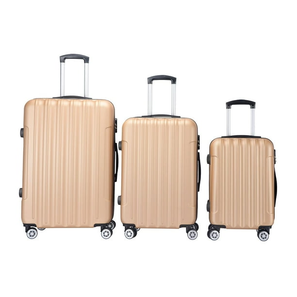Set 3 Maletas de Viaje, Capacidad de 10 kg, 20 kg y 25 kg dorado Unitalla