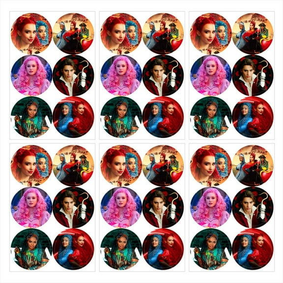 Descendants The Rise of Red Stickers Party Favors Labels Birthday Thank You Themed Round Circle Baby Shower 60pcs