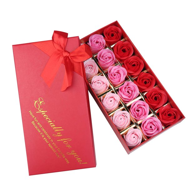 Rotumaty 18 piezas de jabón de baño perfumado floral, pétalos de rosas, aceite esencial de plantas, jabón de rosas, el mejor regalo para ella, mujeres, niñas, mamá, amante, cumpleaños, San Valentín, N