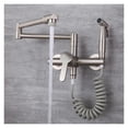 thumbnail image 2 of Kitchen Faucet Solid Brass Hot Cold Sink Mixer Taps With Spray Gun Wall Mounted Rotation Foldable ,Easy to Install, 2 of 7