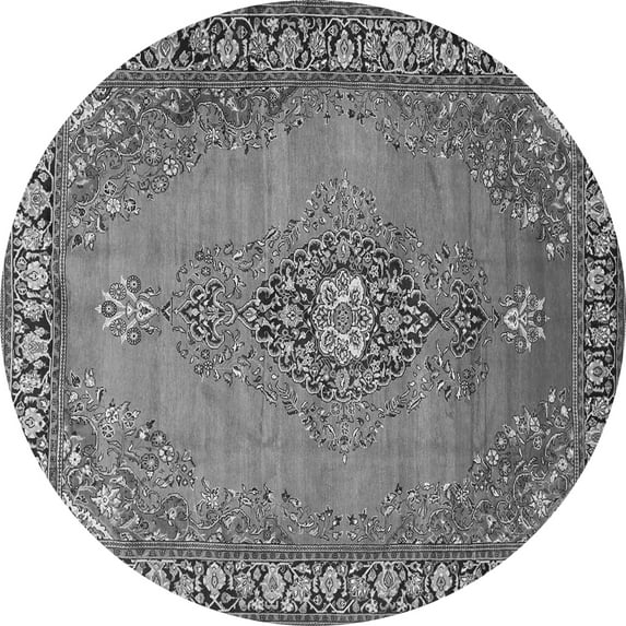 Ahgly Company Indoor Round Medallion Gray Traditional Area Rugs, 4' Round