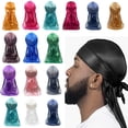 thumbnail image 2 of Men's Long Tail Headwrap Breathable Turban Durag for Dreadlocks Braid for Post Swim and Workout Everyday Headwear, 2 of 6