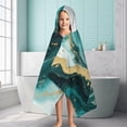 thumbnail image 6 of Teal Gold Marble Pattern Hooded Bath Towel，60"x35" for Ages 3 To 12 Kids, Quick Dry Lightweight Soft Microfiber Hood Beach Towel Cover Up for Kids, 6 of 7