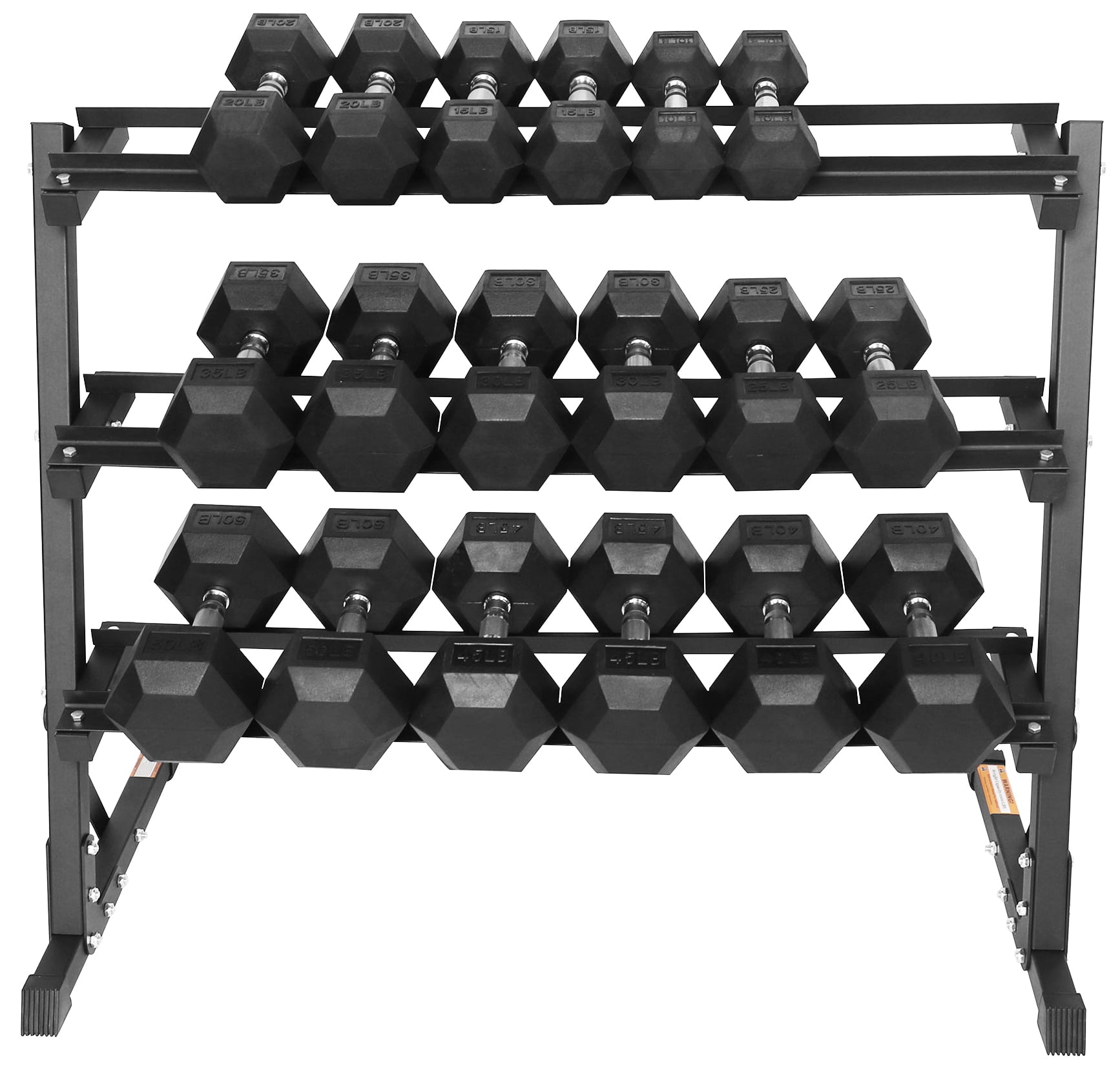 BalanceFrom 550 LB Dumbbell Set with 3-Tier Rack, Pair of 5-50 LBs, Multiple Packages, Black