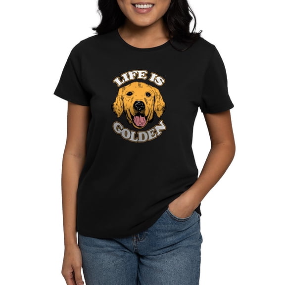 CafePress - Life Is Golden Women's Classic T Shirt - Women's Traditional Fit Dark T-Shirt
