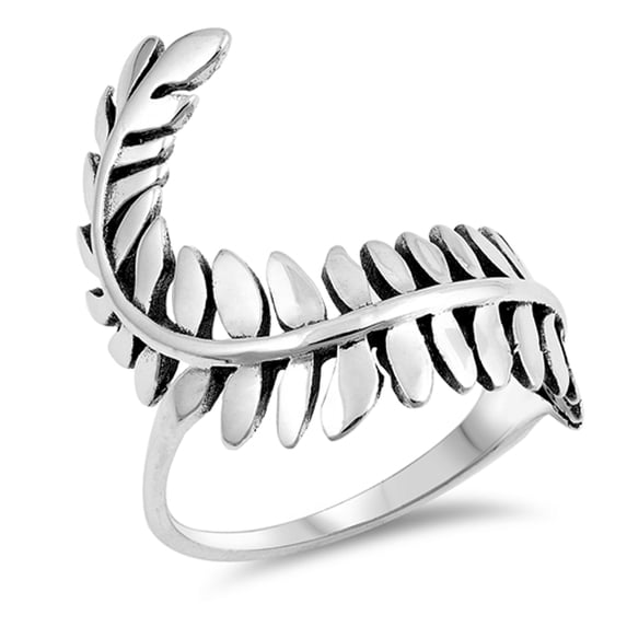Leaf Fern Plant Vine Nature Ring .925 Sterling Silver Band Jewelry Female Male Unisex Size 8