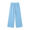 thumbnail image 6 of Utoimkio Women's Textured Crinkled Cropped Wide Leg Pants Drawstring Elastic High Waist Lightweight Straight Ankle Trousers with Side Pockets for Summer Beach Daily Walking, 6 of 7