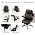 thumbnail image 5 of NEO CHAIR Executive Office Chair, Ergonomic High back Cushioned, Wide Leather Seat 8 Hours Heavy Duty Design, Flip Up Armrest Computer Desk Chair, Brown, 5 of 7