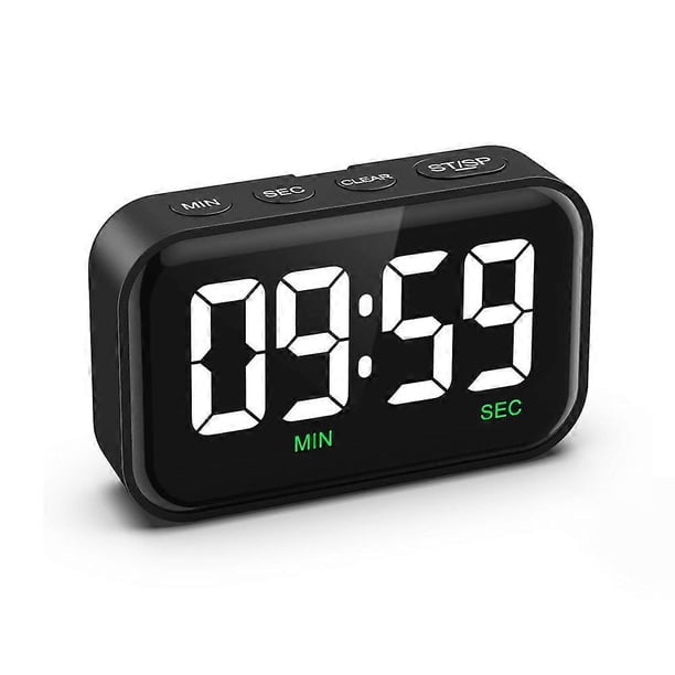 Black Digital Kitchen Timer, 3.5" Large LED Digital Countdown Countup Timer, Magnetic Kitchen Timer with 3 Levels Volume, Loud Alarm, Memory Function