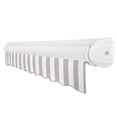 thumbnail image 3 of Awntech 16 Ft Key West Left Motorized Heavy Duty Patio Retractable Awning with Cassette (192in x 9.38in x 120in), Gray/White Stripe, 3 of 8