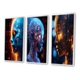 thumbnail image 3 of Designart "Futuristic Portrait Iridescent Woman II" Abstract Portraits Framed Wall Art Set Of 3 - Blue Transitional Frame Gallery Wall Set For Home Decor, 3 of 6