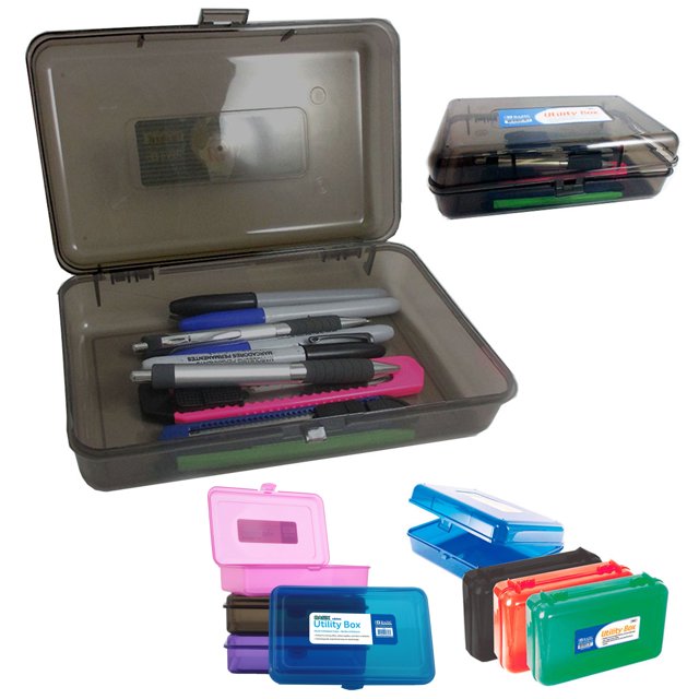 Nueva caja de lápices de plástico para guardar bolígrafos, manualidades, artículos de papelería para niños, escuela y oficina.