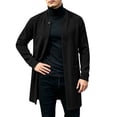 thumbnail image 2 of Jovrlynd Mens Black Pea Coat Long Sleeve Button Pockets Winter Fashion Warm Long Jackets XL, 2 of 7