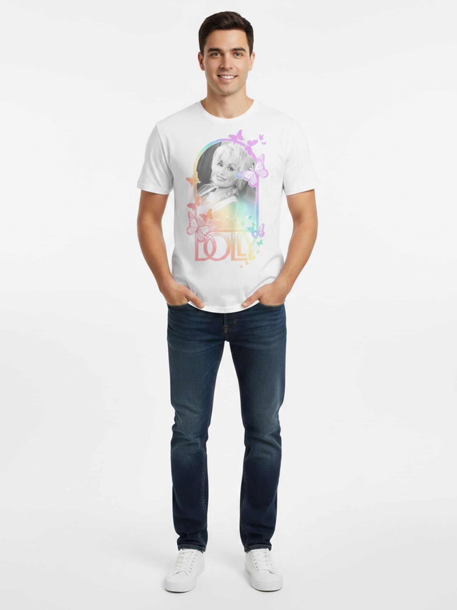 Dolly Parton Men’s Graphic Short Sleeve Tee, Glamour Gradient, Sizes S–3XL