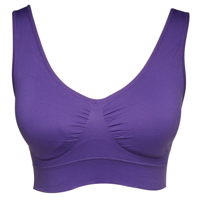 Women's Genie Bra Seamless 3-Pack - Solid Color Comfort Sports Bras 