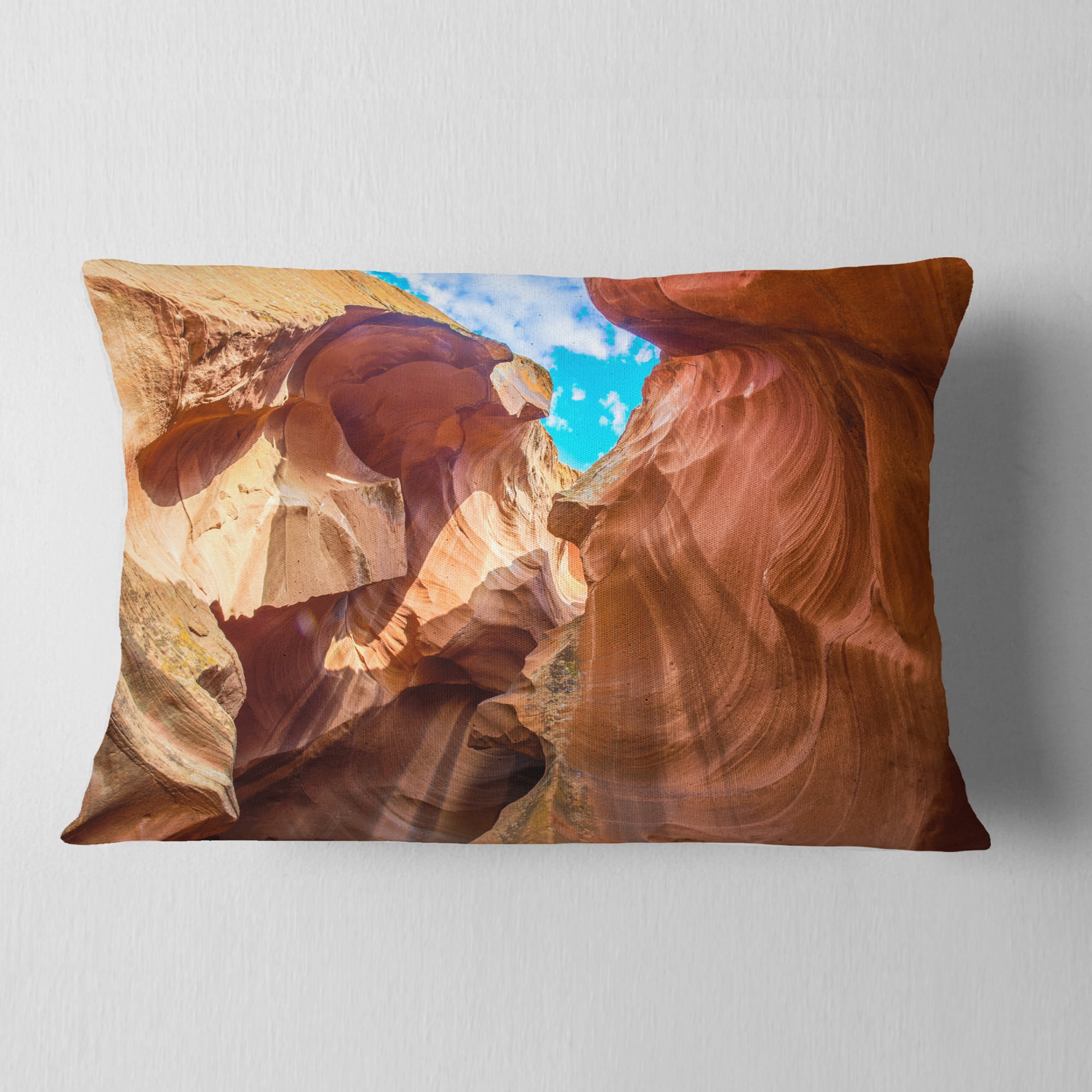 Designart Sky from Antelope Canyon - Landscape Photo Throw Pillow - 12x20