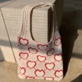 thumbnail image 3 of Bolso de mano de ganchillo para mujer, bolso de hombro diario versátil con patrón de corazón de gran capacidad, 3 of 7