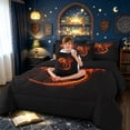 thumbnail image 3 of meiyoeat Orange Fire Dragon Twin Bedding for Boys, Flame Animal Bedding Comforter Set, Black Orange, Black Reversible, 7pcs, 3 of 5