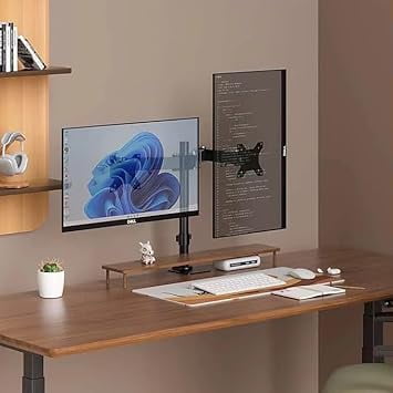 OptiLite Dual Monitor Arm, Adjustable Desk Mount with Swivel and Tilt, Black Aluminum