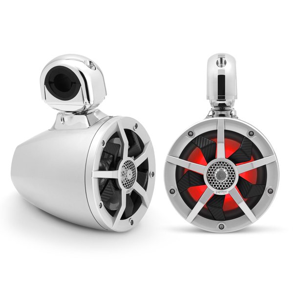 Clarion CM1624TS 6.5" Marine Tower Speakers w/ RGB illumination in Silver Includes 2 speakers, 1