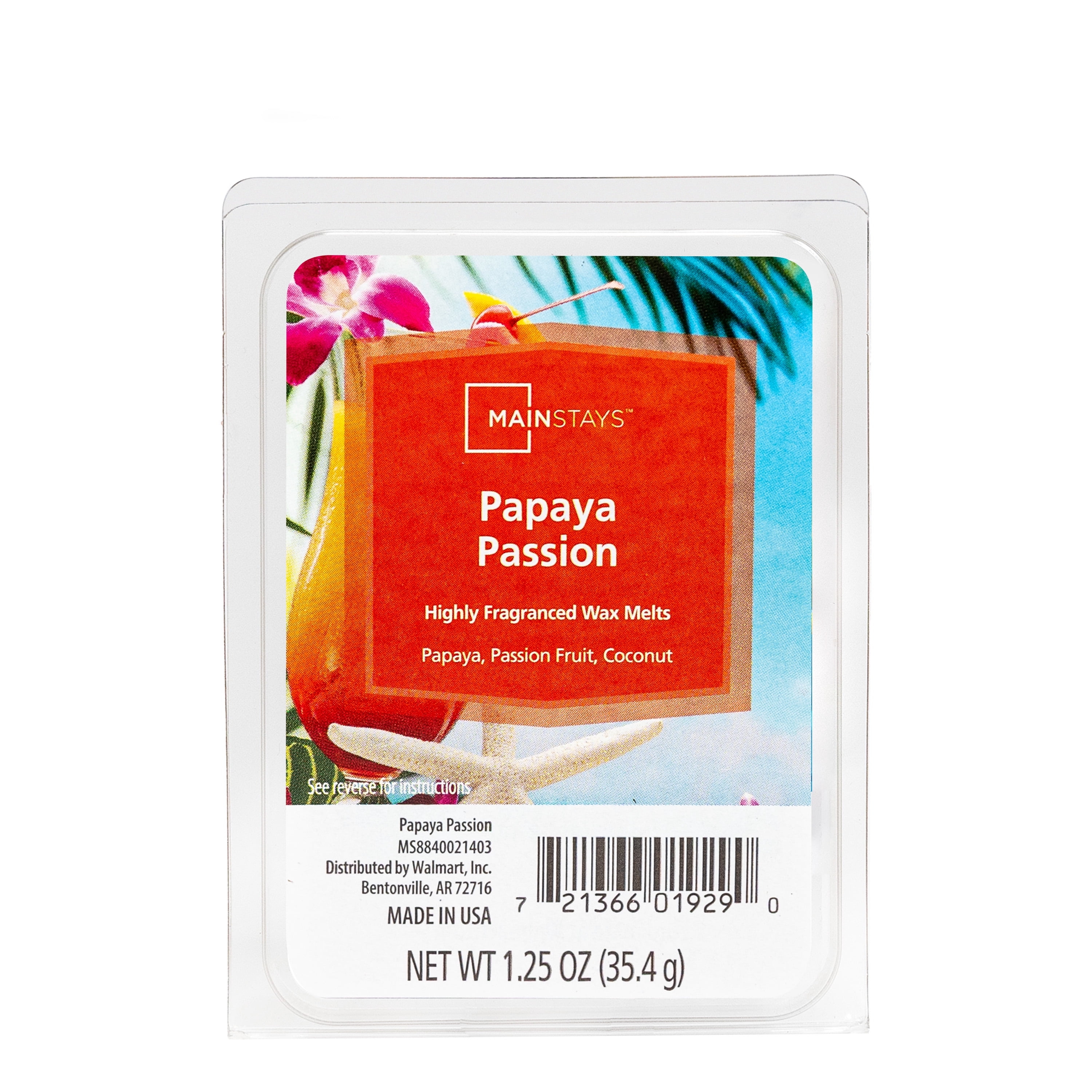 (6 pack) Mainstays 6 Cube Wax Melts, Papaya Passion, 1.25 oz
