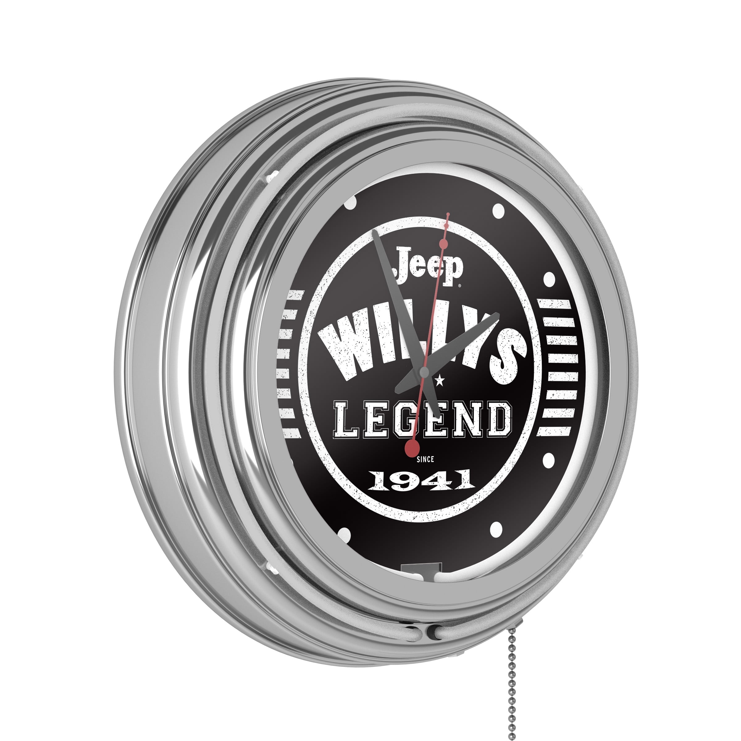 Neon Wall ClockJeep Willys Legend Black Double Rung Analog Clock with