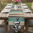 thumbnail image 6 of Table Runners 72 Inches Long, Farmhouse Animals Cotton Linen Kitchen Dining Coffee Table Runner for Party Home Decor, Vintage Wood Country Cow Pig Chicken Tabletop Dresser Scarves Runner 18x72 Inch, 6 of 9