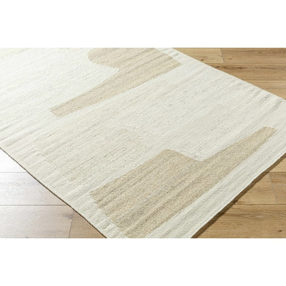 Hauteloom Airell Wool Living Room, Bedroom Area Rug - Contemporary - Pearl, Brick Red - 18" x 18" Sample