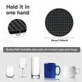 thumbnail image 5 of Set of 6 Silicone Drink Coasters with Metal Holder – 4" Round Heat Resistant Non-Slip Pads for Mugs, Cups, Table, Desk, Office, Bar (Black), 5 of 6