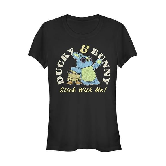 Junior's Toy Story Ducky & Bunny With It Motto Graphic Tee Black Small